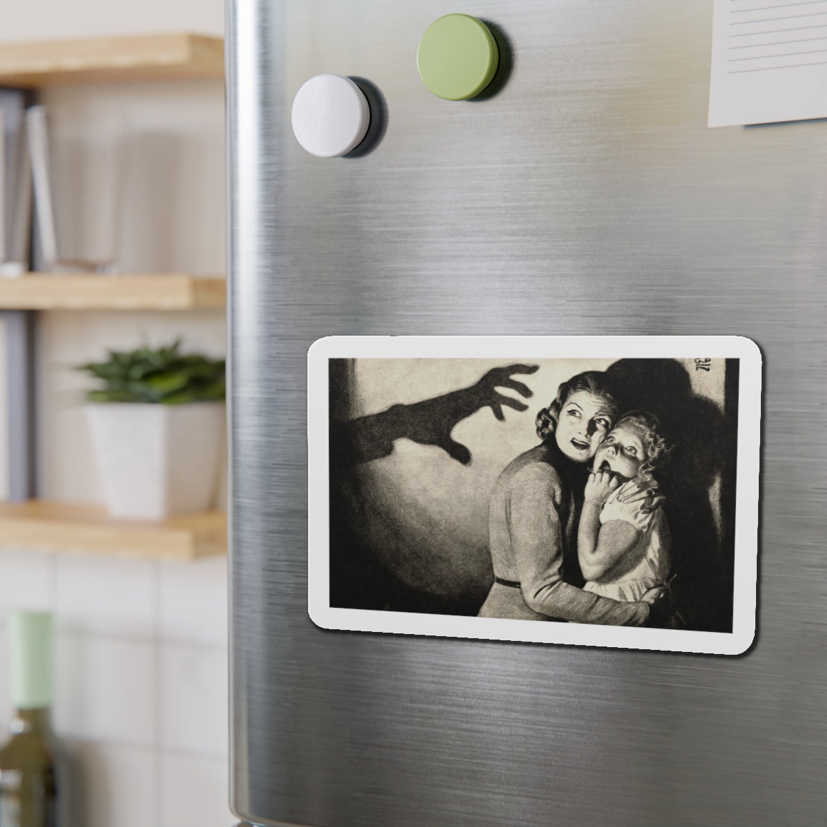 Scary Shadow! (Magazine Illustration) Refrigerator Magnet-The Sticker Space