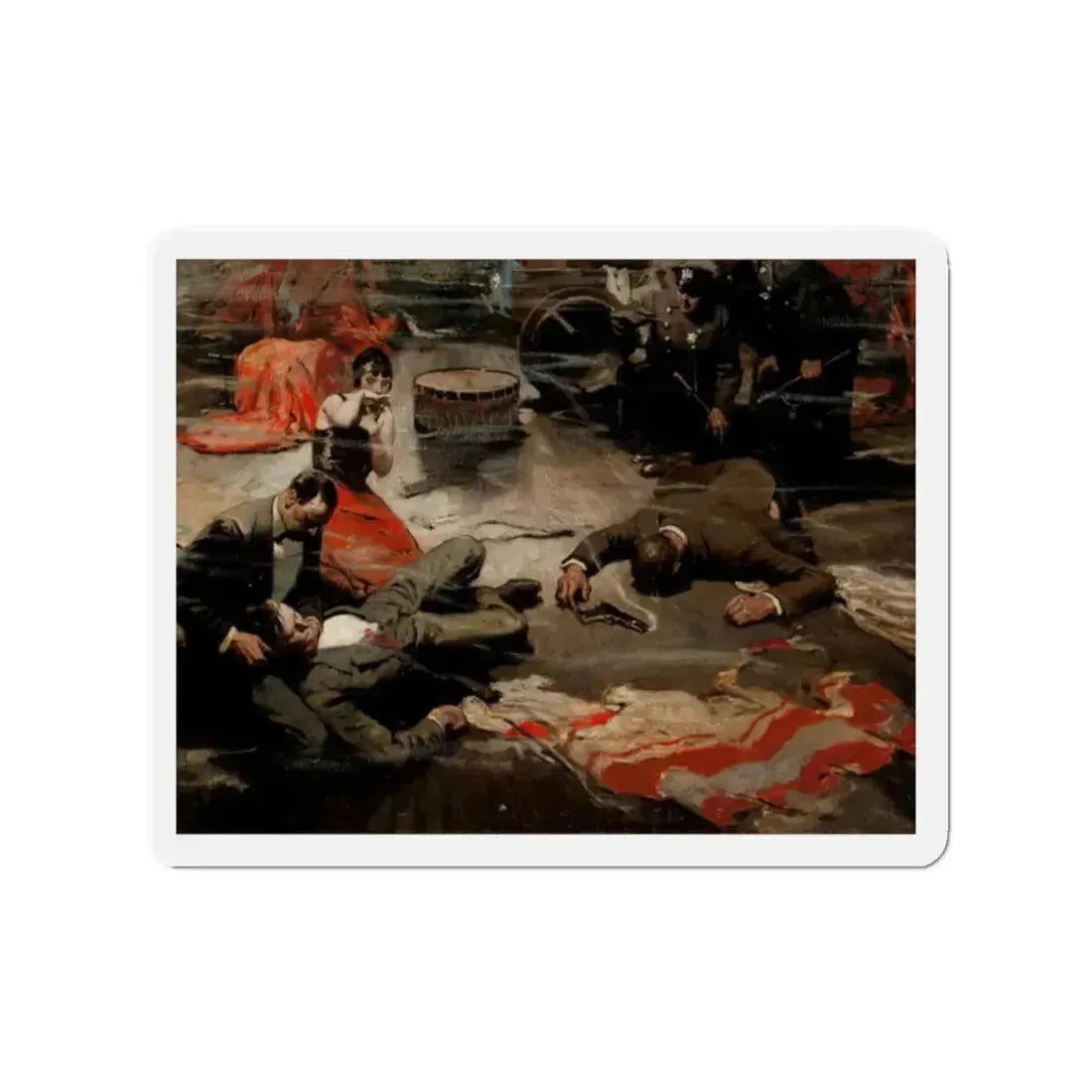 Scene of the Crime (Magazine Illustration) Refrigerator Magnet 2 Inch Die-Cut - The Sticker Space