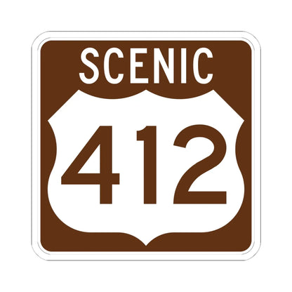 Scenic US 412 (Oklahoma) (Road Sign) STICKER Vinyl Kiss-Cut Decal 6 Inch White - The Sticker Space