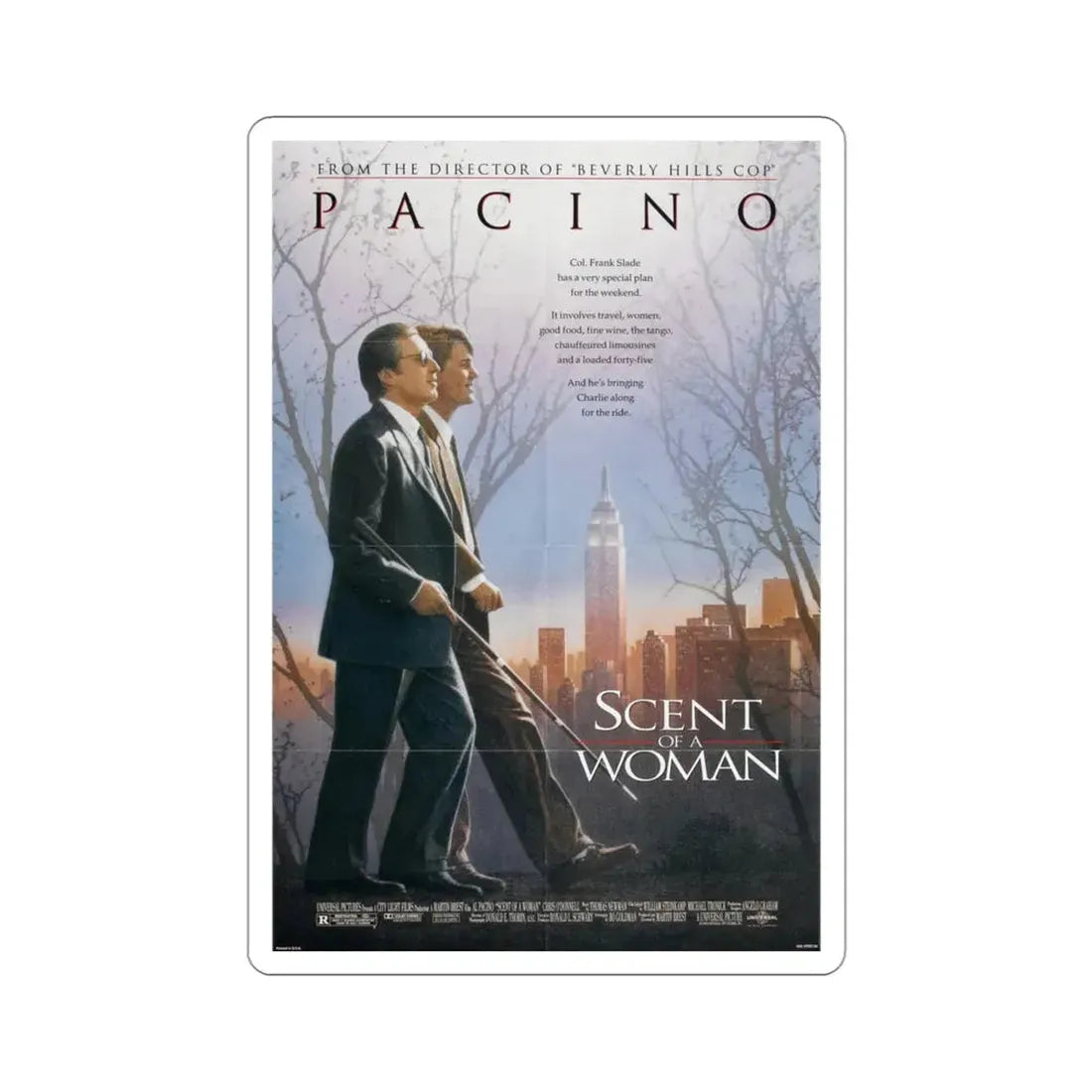 Scent of a Woman 1992 Movie Poster STICKER Vinyl Die-Cut Decal 3 Inch - The Sticker Space