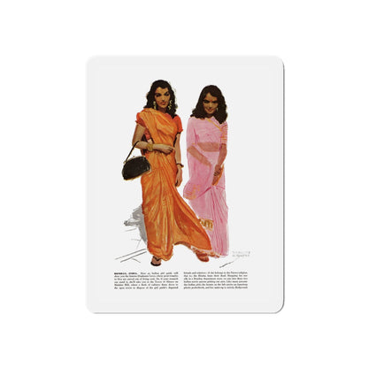 Scetchbook of the Orient (6) - Bombay, India, Cosmopolitan, March 1958 (Magazine Illustration) Refrigerator Magnet-6 × 6"-The Sticker Space