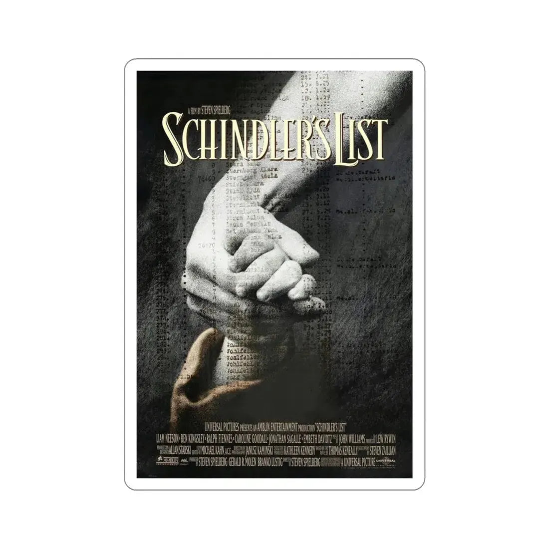 Schindlers List 1993 Movie Poster STICKER Vinyl Die-Cut Decal - The Sticker Space