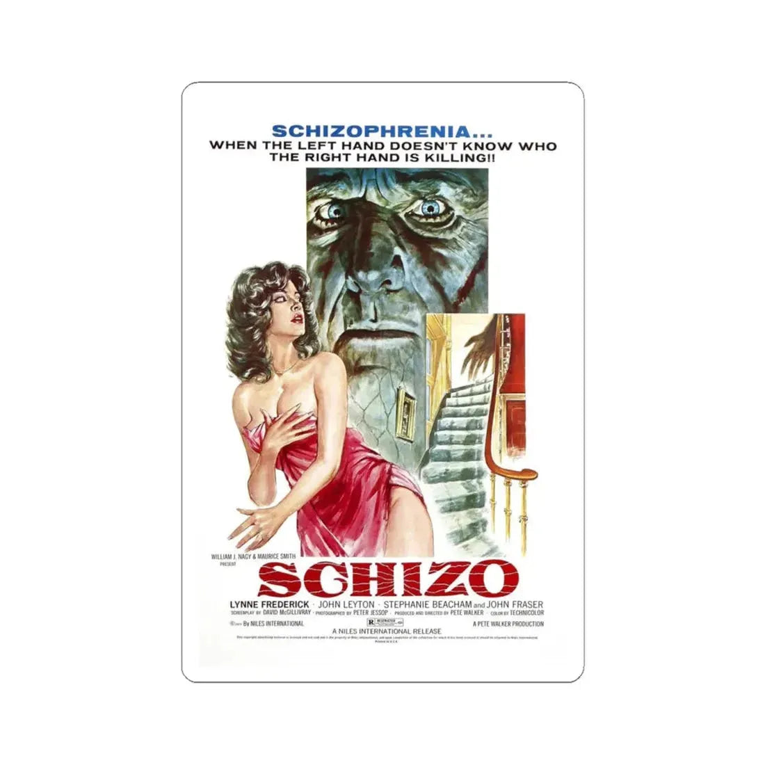 SCHIZO 1976 Movie Poster - STICKER Vinyl Kiss-Cut Decal 4 Inch White - The Sticker Space