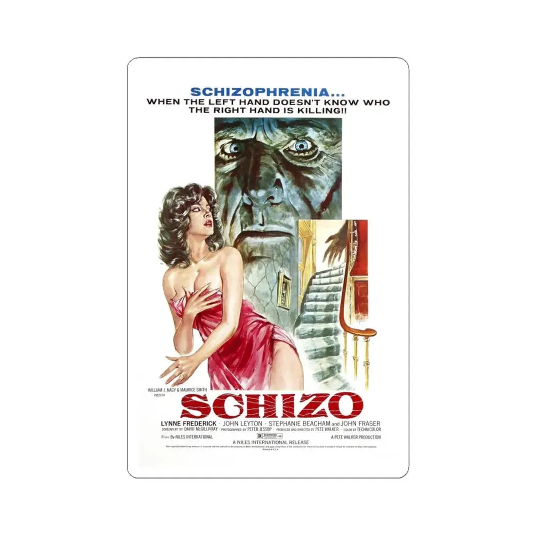 SCHIZO 1976 Movie Poster - STICKER Vinyl Kiss-Cut Decal 6 Inch White - The Sticker Space