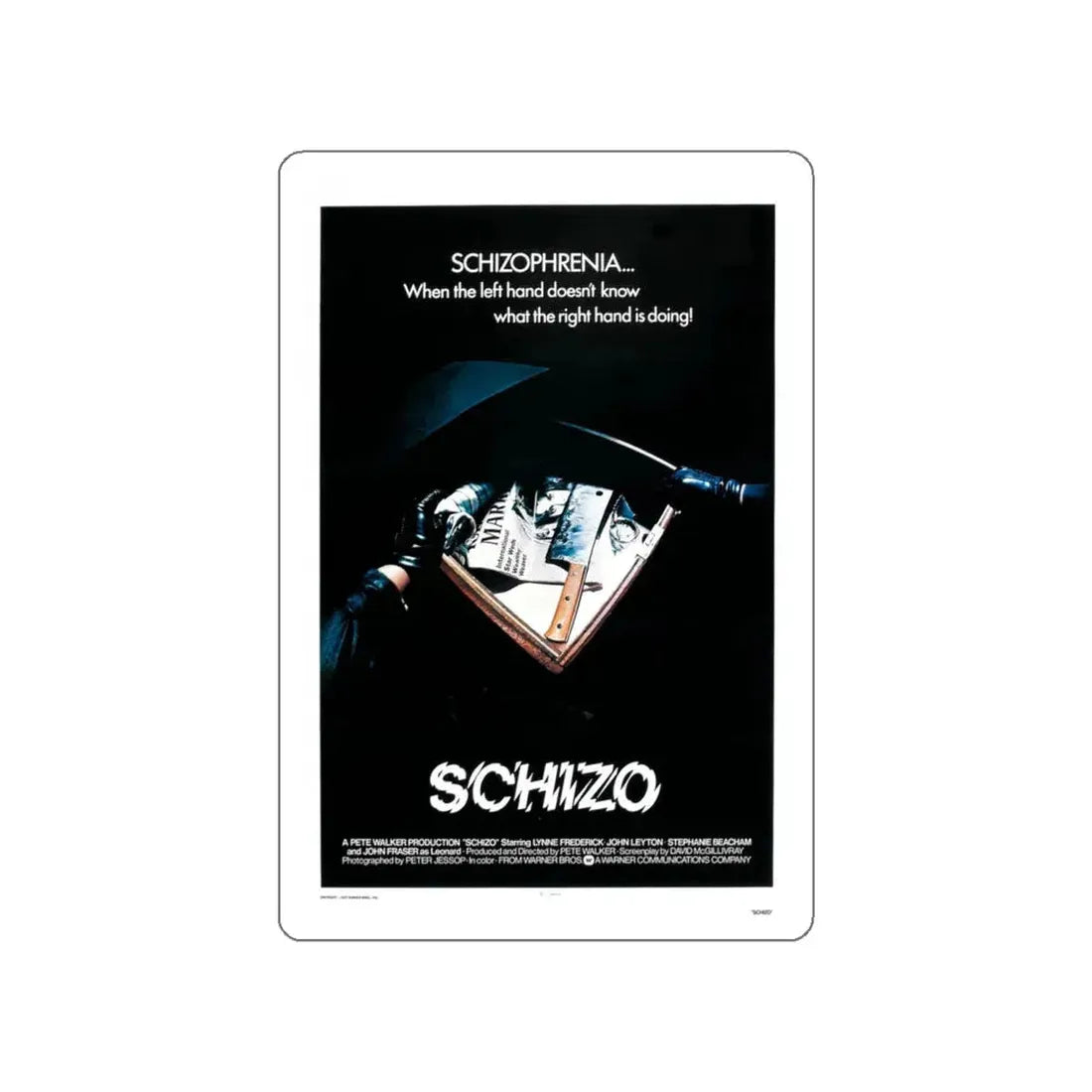 SCHIZO (2) 1976 Movie Poster STICKER Vinyl Die-Cut Decal 5 Inch - The Sticker Space