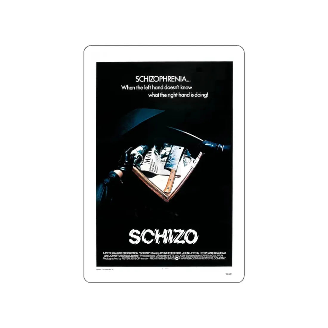 SCHIZO (2) 1976 Movie Poster STICKER Vinyl Die-Cut Decal - The Sticker Space