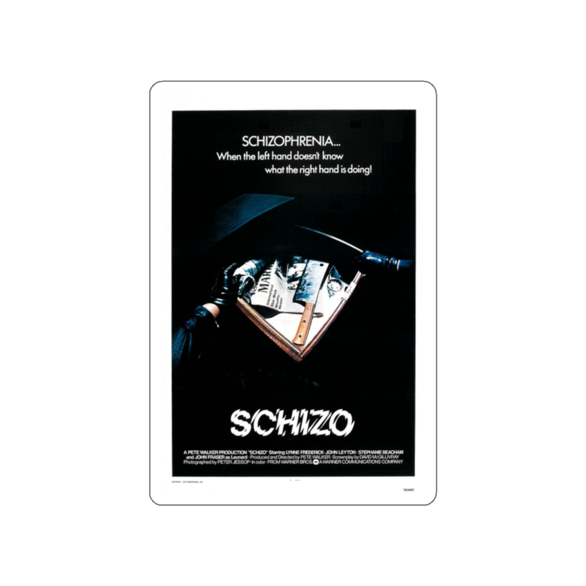 SCHIZO (2) 1976 Movie Poster STICKER Vinyl Die-Cut Decal-White-The Sticker Space