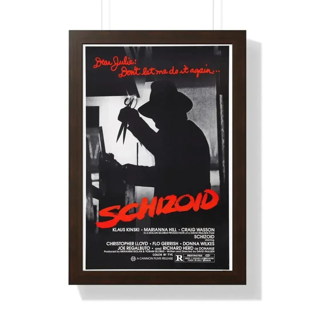 SCHIZOID 1980 - Framed Movie Poster 16″ x 24″ Walnut - The Sticker Space