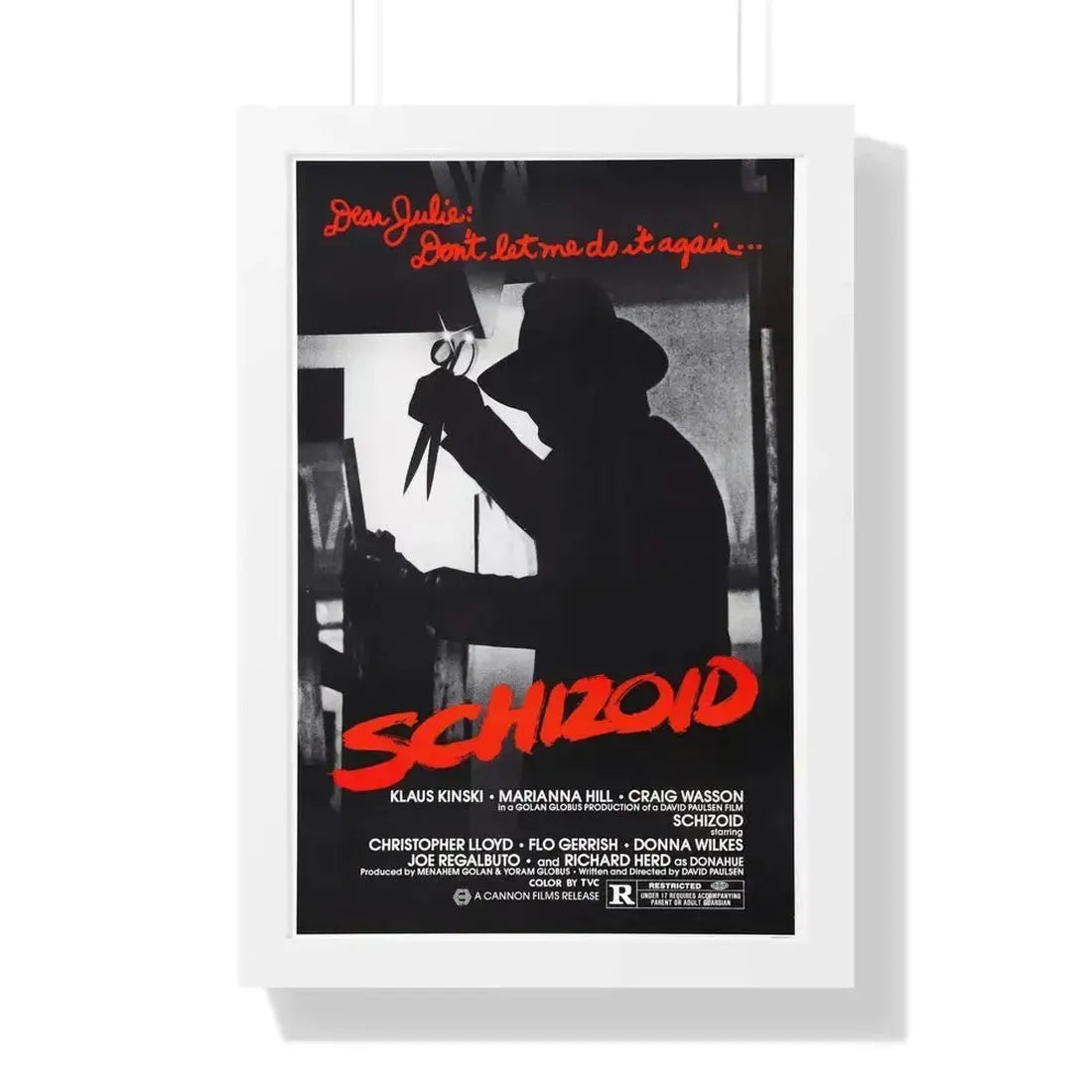 SCHIZOID 1980 - Framed Movie Poster 16″ x 24″ White - The Sticker Space