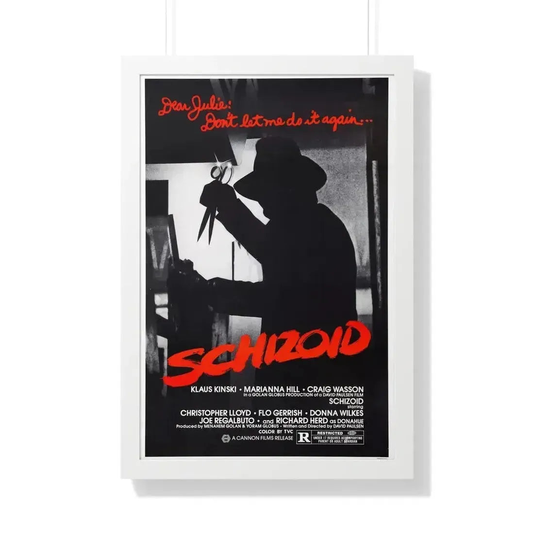 SCHIZOID 1980 - Framed Movie Poster 20" x 30" White - The Sticker Space
