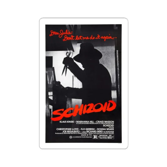 SCHIZOID 1980 Movie Poster - STICKER Vinyl Kiss-Cut Decal 2 Inch White - The Sticker Space