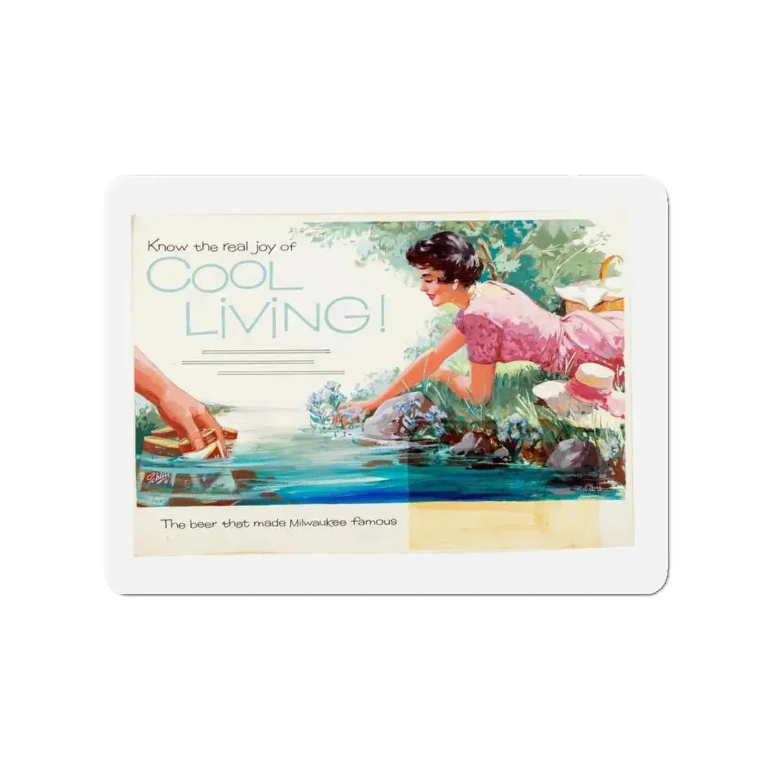 Schlitz Advertising Illustration (Sundblom studio, c. 1950s) (Magazine Illustration) Refrigerator Magnet 3 Inch Die-Cut - The Sticker Space