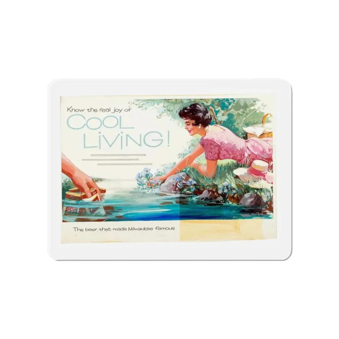 Schlitz Advertising Illustration (Sundblom studio, c. 1950s) (Magazine Illustration) Refrigerator Magnet 4 Inch Die-Cut - The Sticker Space