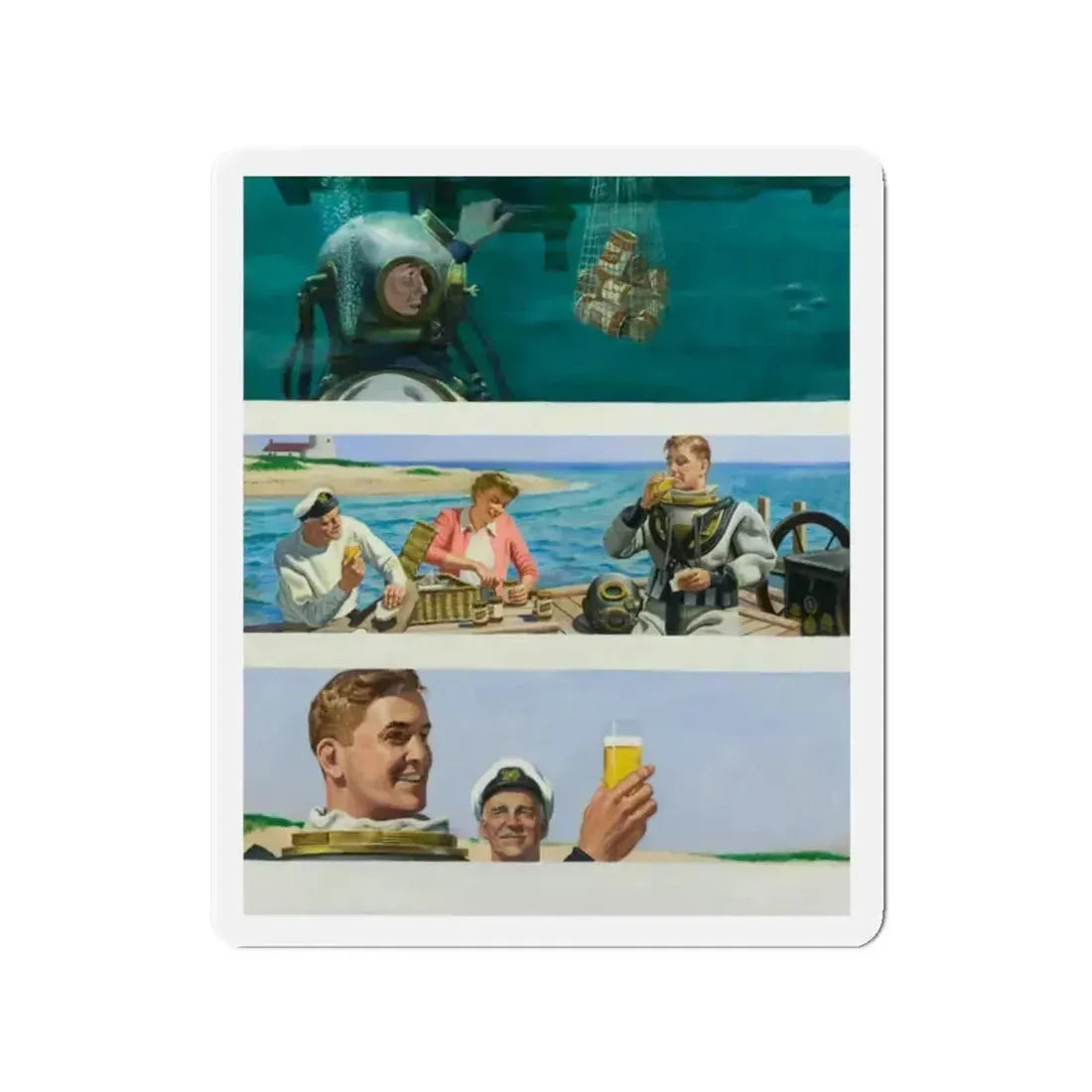 Schlitz Beer, ad illustration (Magazine Illustration) Refrigerator Magnet 2 Inch Die-Cut - The Sticker Space