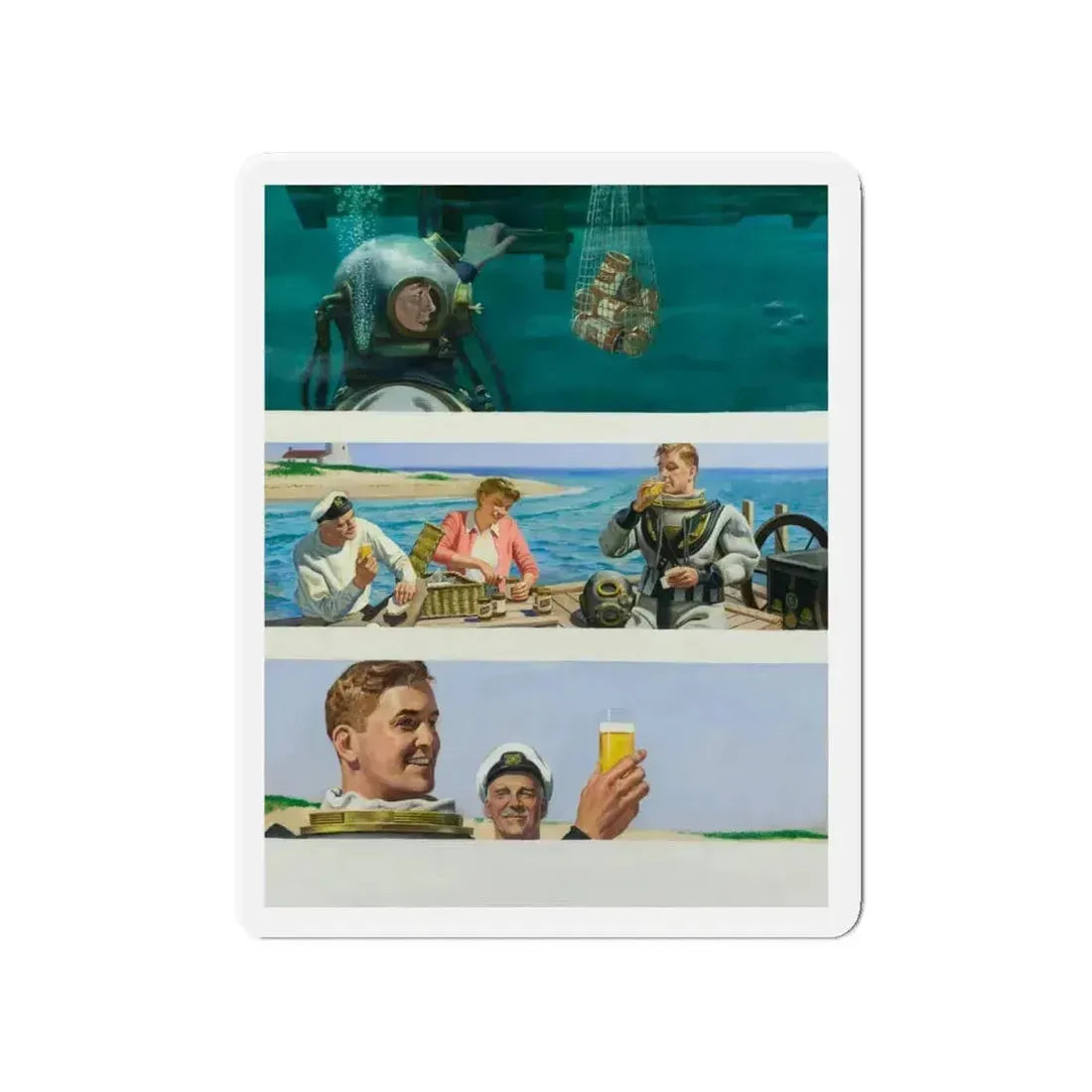 Schlitz Beer, ad illustration (Magazine Illustration) Refrigerator Magnet 4 Inch Die-Cut - The Sticker Space