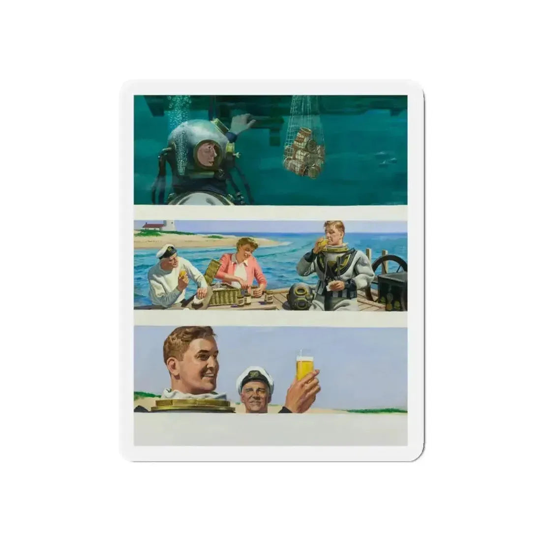 Schlitz Beer, ad illustration (Magazine Illustration) Refrigerator Magnet 5 Inch Die-Cut - The Sticker Space