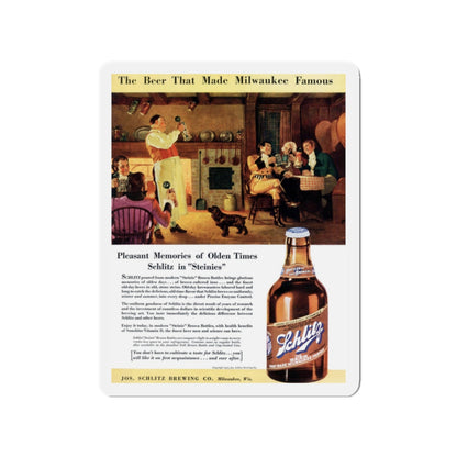 Schlitz Beer ad, The American Magazine, June 1937 (Magazine Illustration) Refrigerator Magnet-2" x 2"-The Sticker Space