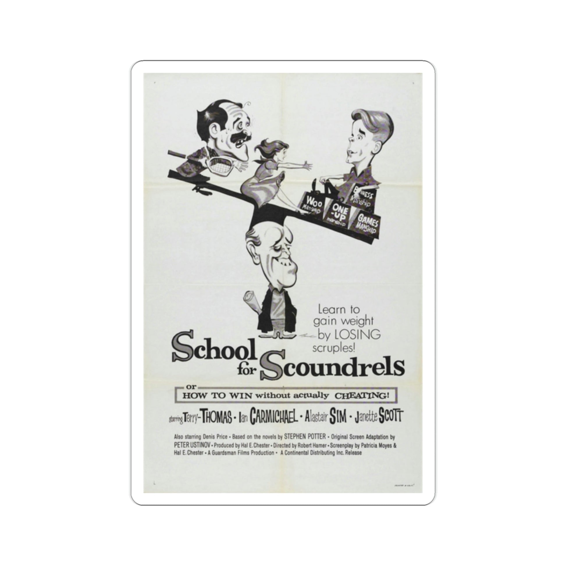 School for Scoundrels 1960 Movie Poster STICKER Vinyl Die-Cut Decal-2 Inch-The Sticker Space