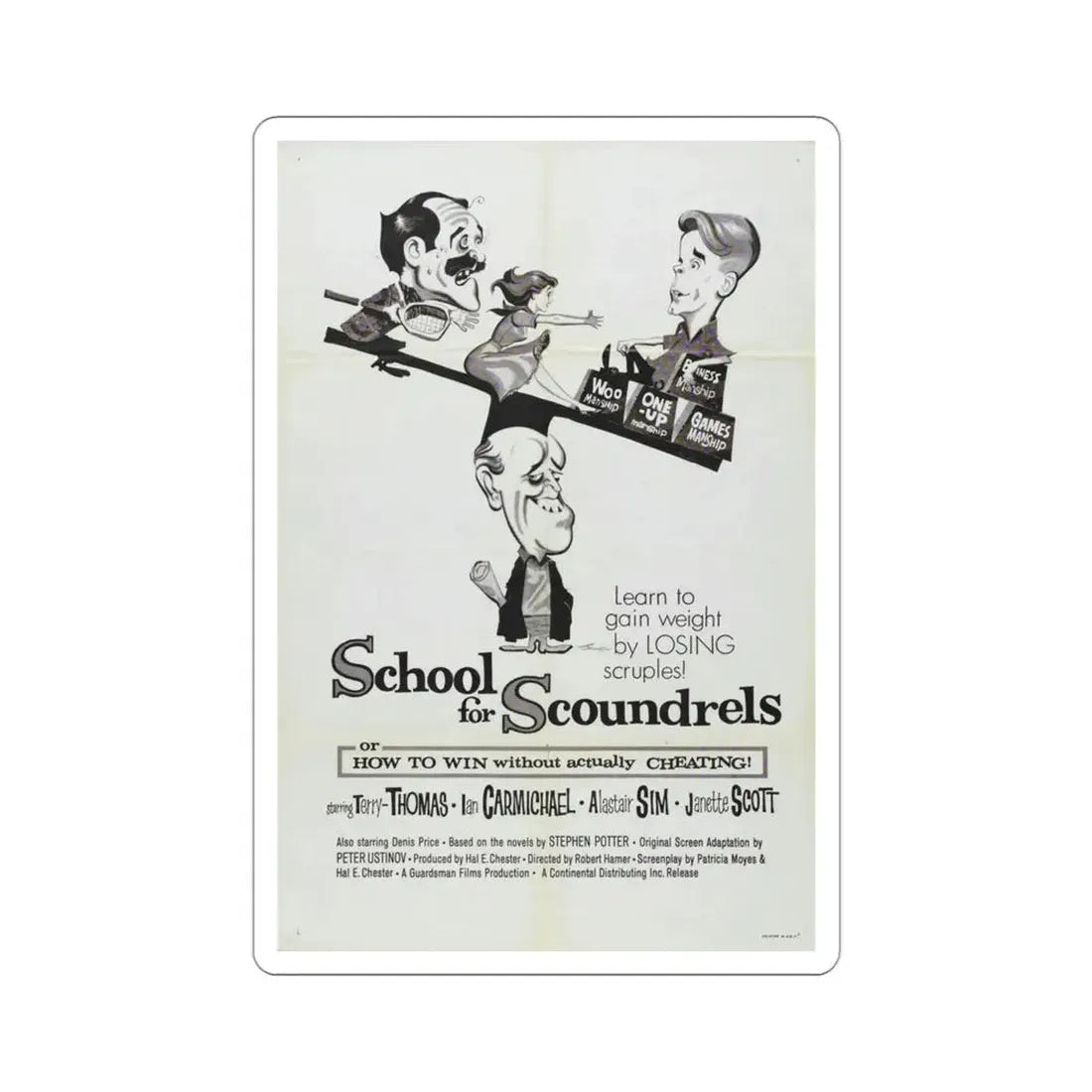 School for Scoundrels 1960 Movie Poster STICKER Vinyl Die-Cut Decal 3 Inch - The Sticker Space