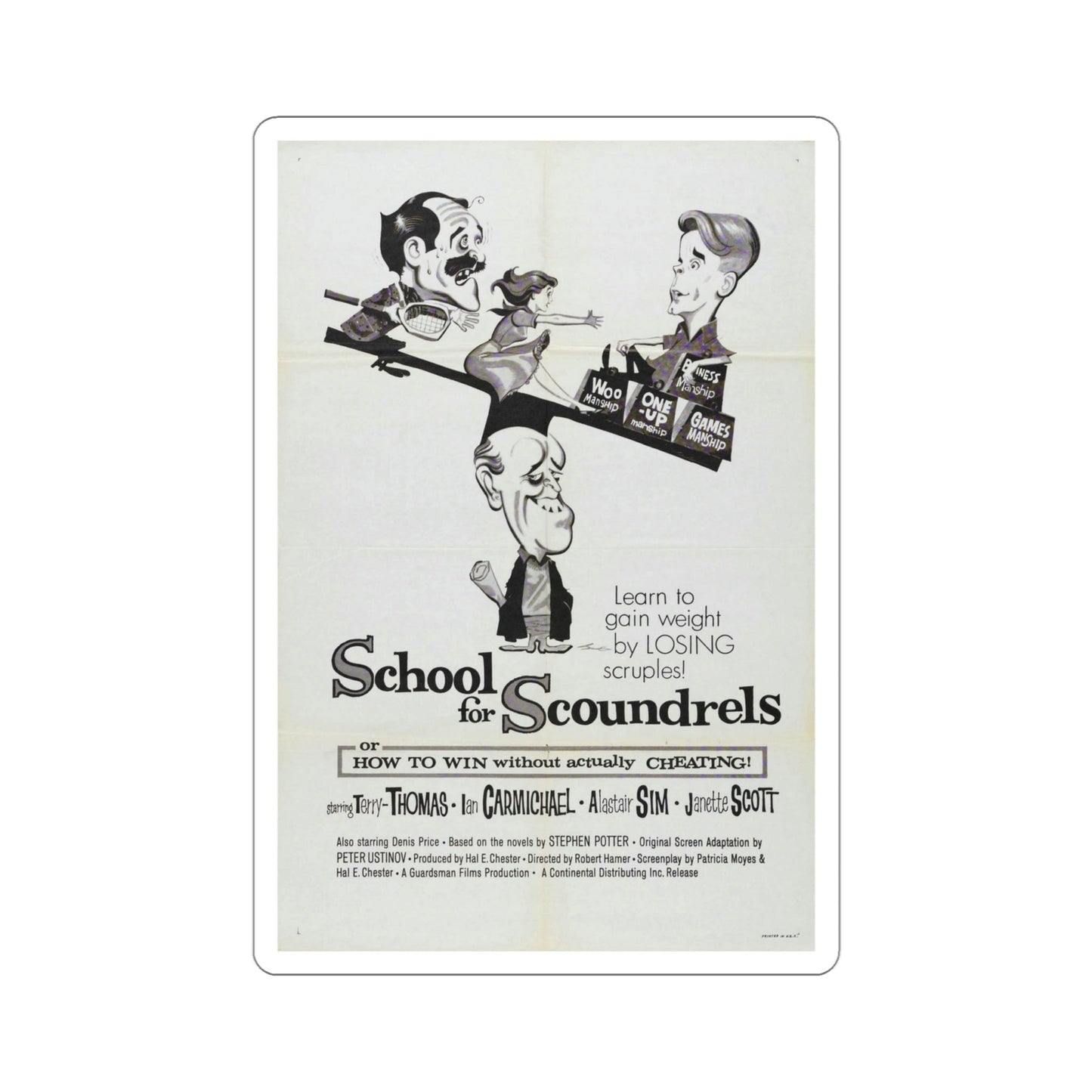 School for Scoundrels 1960 Movie Poster STICKER Vinyl Die-Cut Decal-4 Inch-The Sticker Space