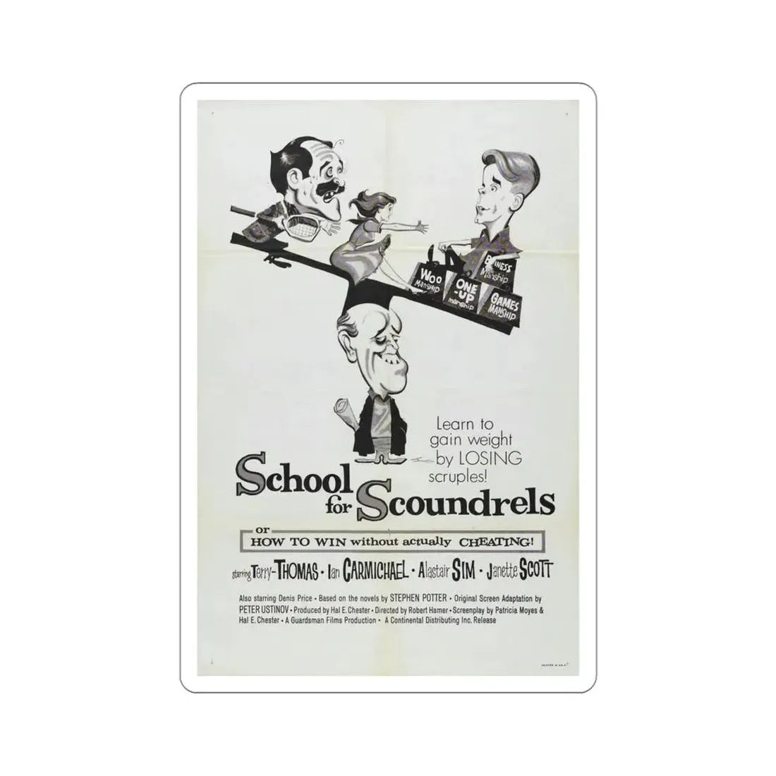 School for Scoundrels 1960 Movie Poster STICKER Vinyl Die-Cut Decal 4 Inch - The Sticker Space
