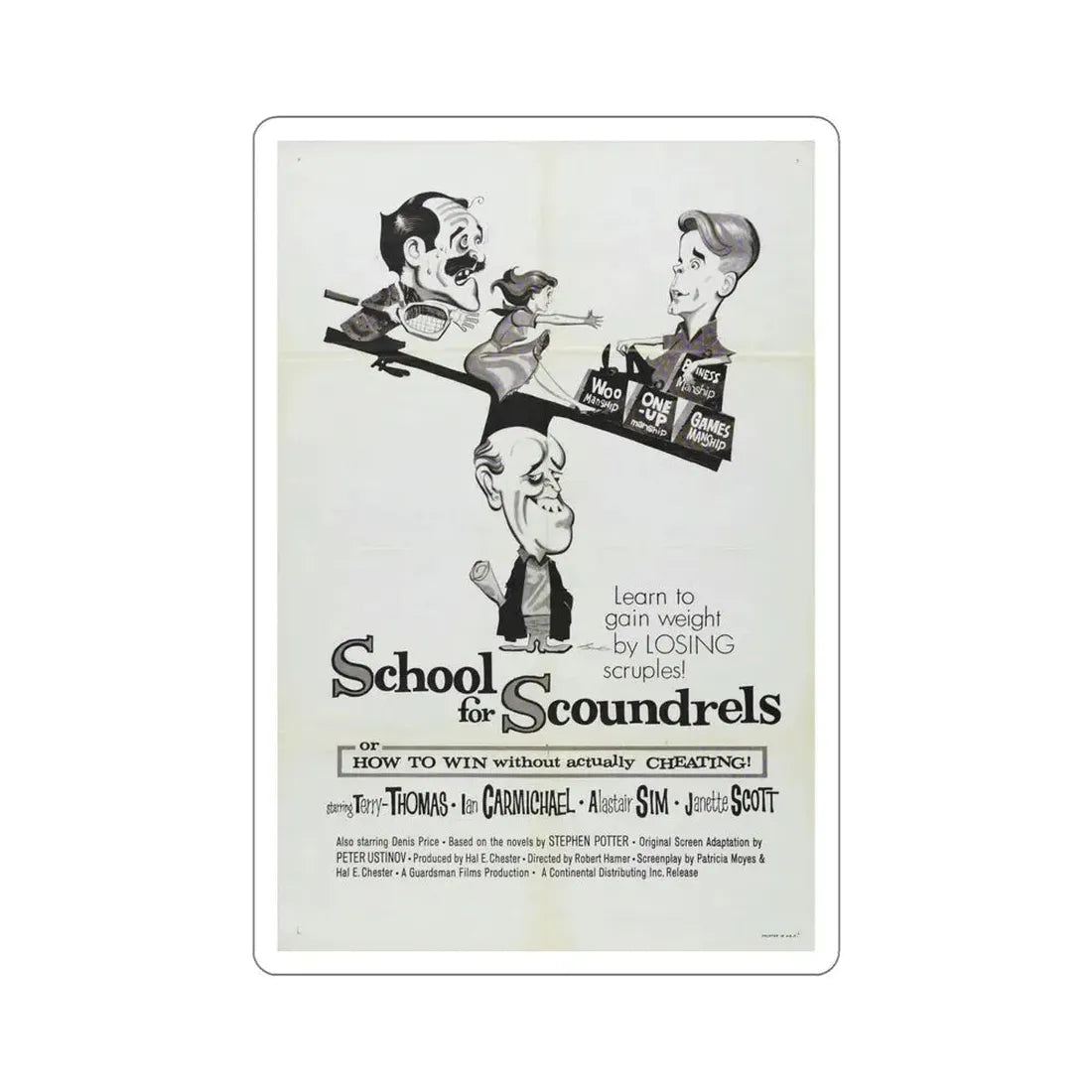 School for Scoundrels 1960 Movie Poster STICKER Vinyl Die-Cut Decal 6 Inch - The Sticker Space