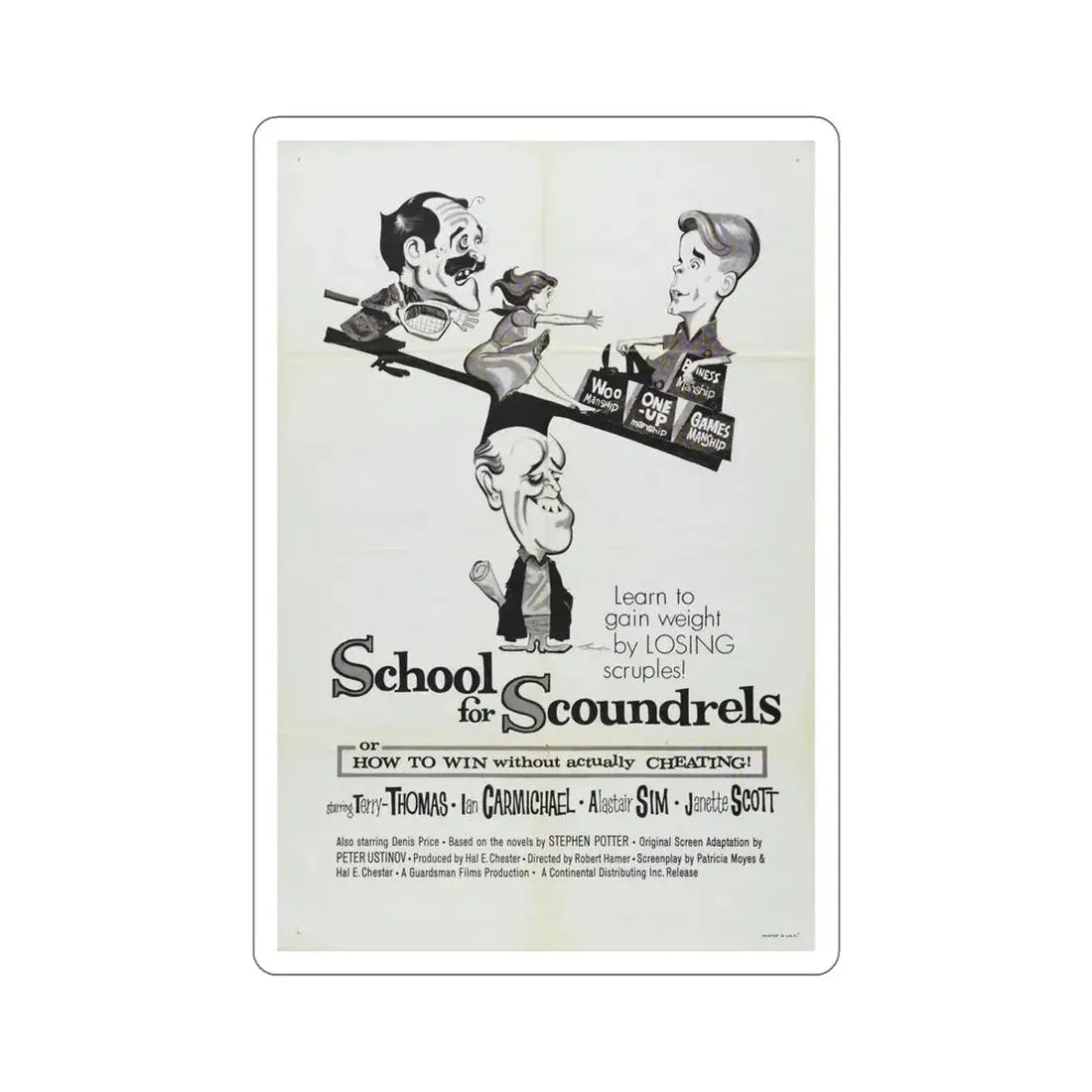 School for Scoundrels 1960 Movie Poster STICKER Vinyl Die-Cut Decal - The Sticker Space