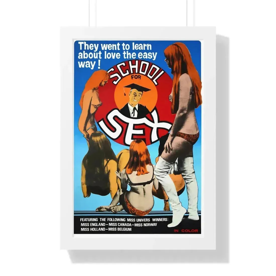 SCHOOL FOR SEX 1969 - Framed Movie Poster 16″ x 24″ White - The Sticker Space