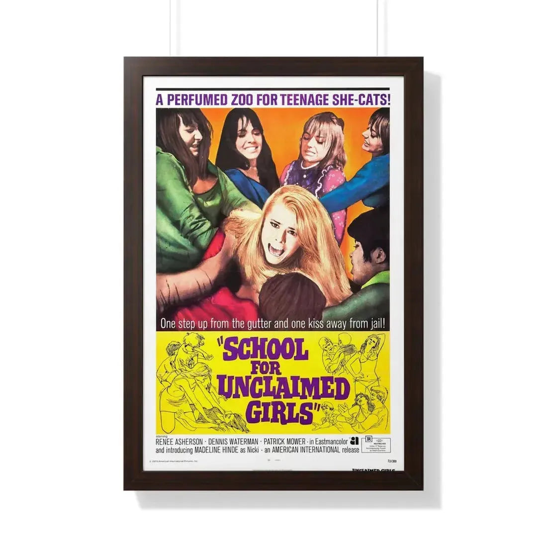 SCHOOL FOR UNCLAIMED GIRLS 1969 - Framed Movie Poster 20" x 30" Walnut - The Sticker Space