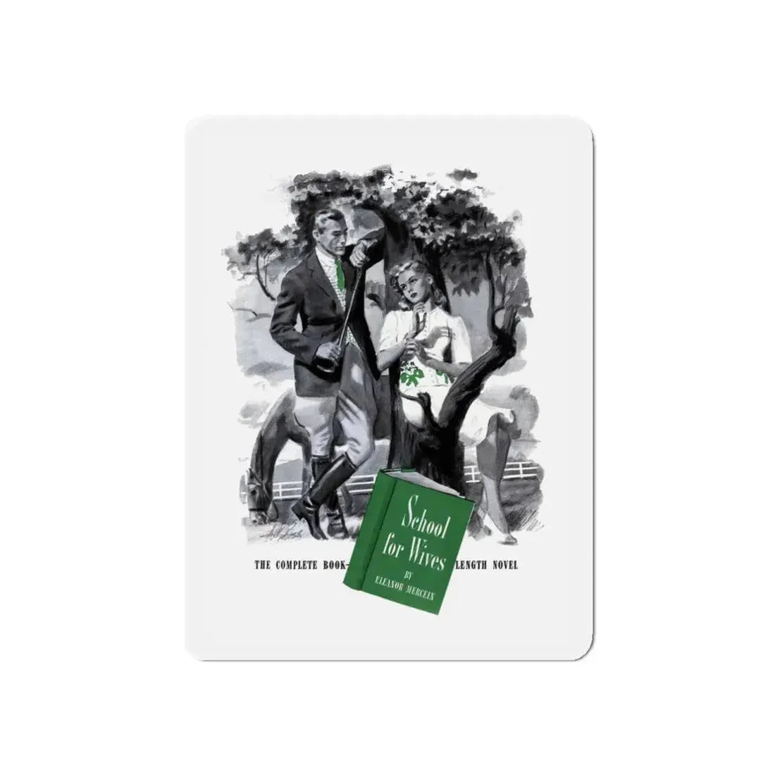 School for Wives (1), Cosmopolitan, October 1943 (Magazine Illustration) Refrigerator Magnet 3 Inch Die-Cut - The Sticker Space