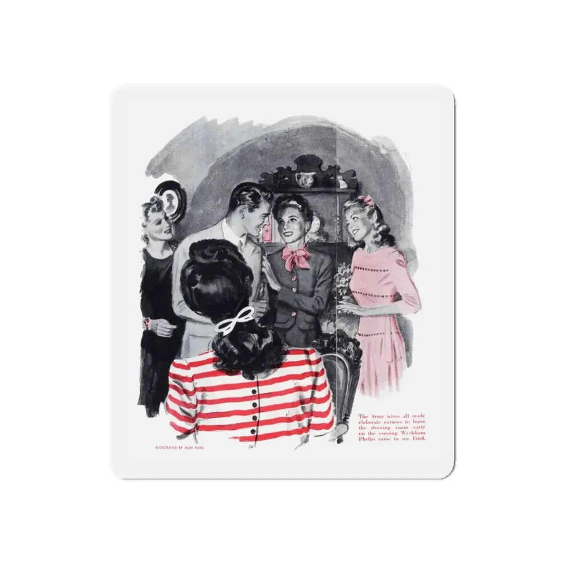 School for Wives (2), Cosmopolitan, October 1943 (Magazine Illustration) Refrigerator Magnet 3 Inch Die-Cut - The Sticker Space