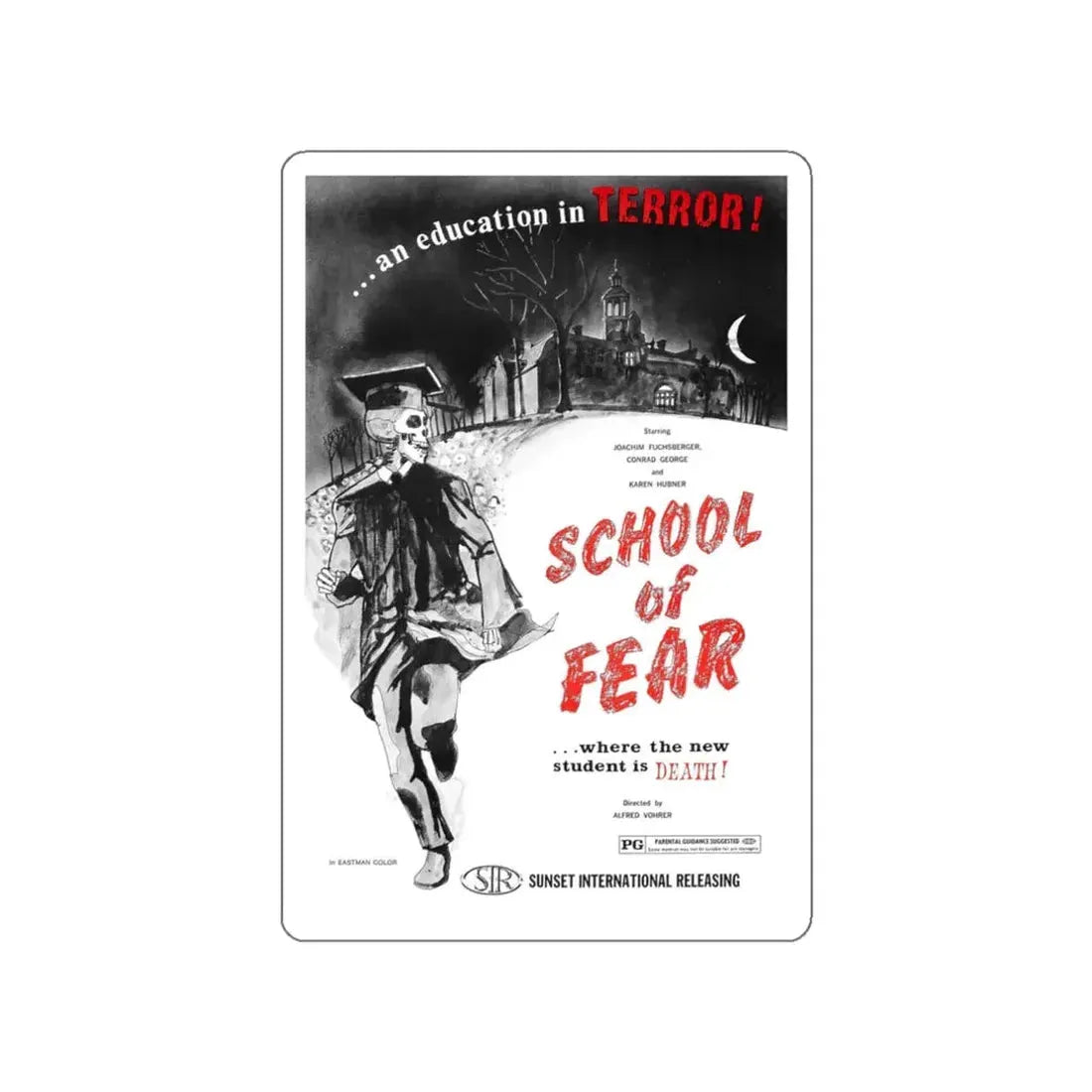 SCHOOL OF FEAR 1969 Movie Poster STICKER Vinyl Die-Cut Decal 3 Inch - The Sticker Space