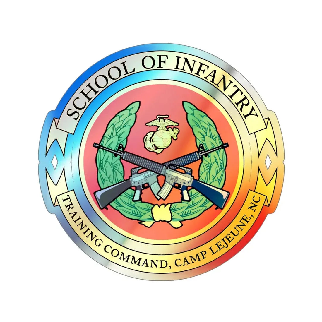 School Of Infantry Training Command Camp Lejeune NC (USMC) Holographic STICKER Die-Cut Vinyl Decal 6 Inch Holographic - The Sticker Space