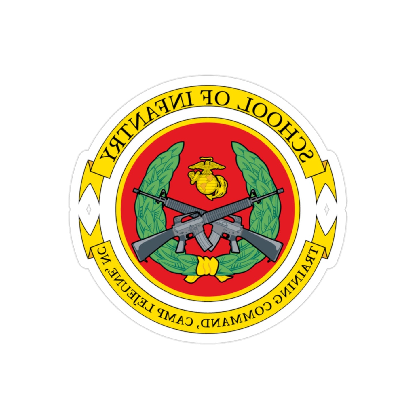 School Of Infantry Training CommandCamp Lejeune NC (USMC) REVERSE PRINT Transparent STICKER-2" × 2"-The Sticker Space