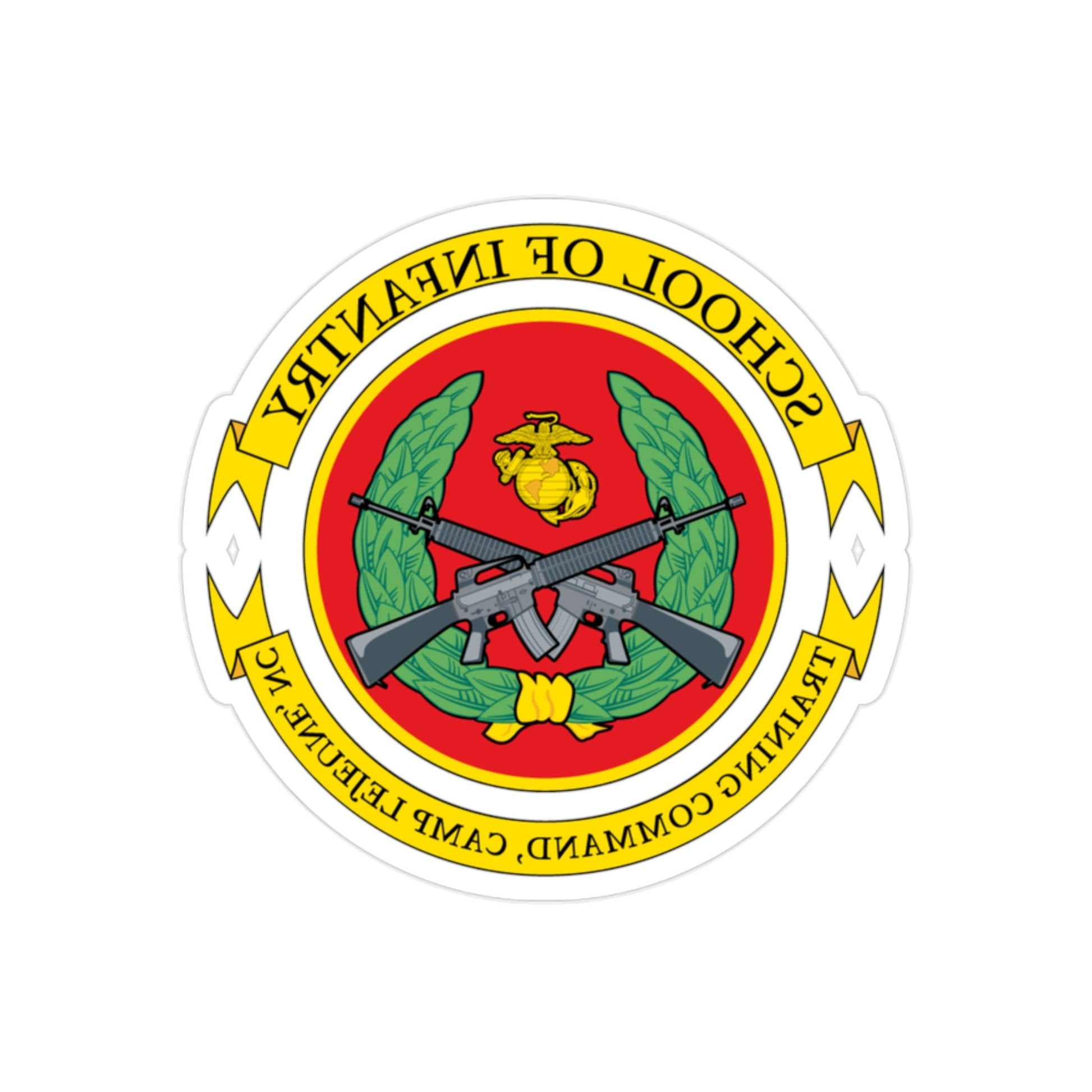 School Of Infantry Training CommandCamp Lejeune NC (USMC) REVERSE PRINT Transparent STICKER-2" × 2"-The Sticker Space