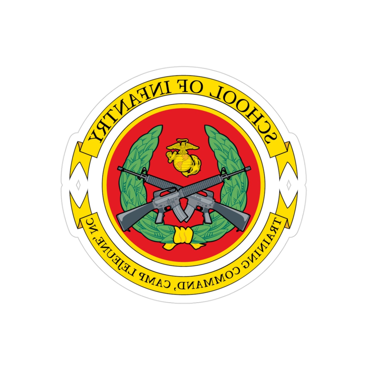 School Of Infantry Training CommandCamp Lejeune NC (USMC) REVERSE PRINT Transparent STICKER-3" × 3"-The Sticker Space