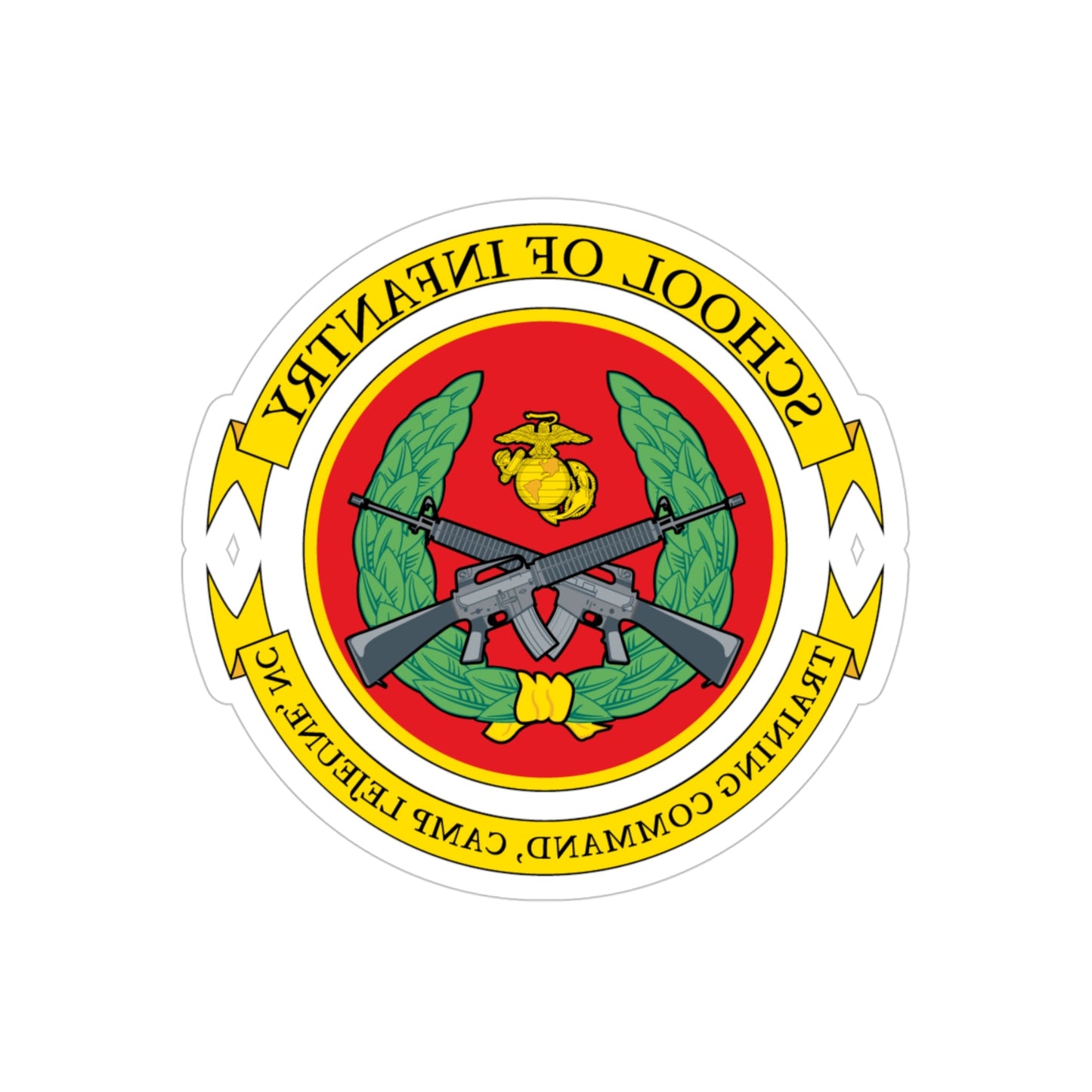 School Of Infantry Training CommandCamp Lejeune NC (USMC) REVERSE PRINT Transparent STICKER-4" × 4"-The Sticker Space