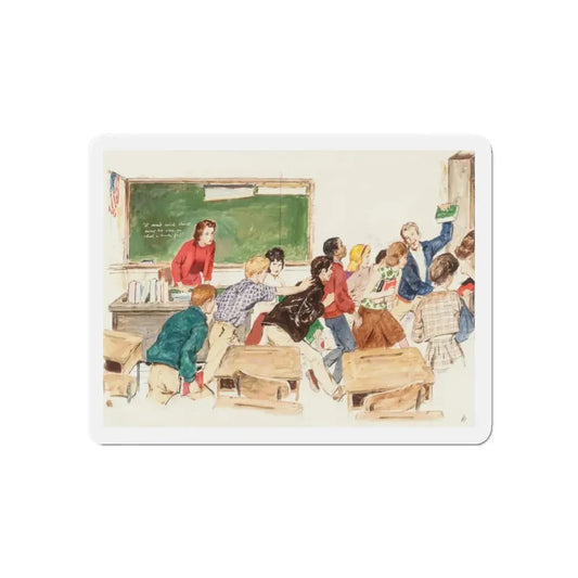 School's Out, preliminary story illustration (Magazine Illustration) Refrigerator Magnet 6 Inch Die-Cut - The Sticker Space