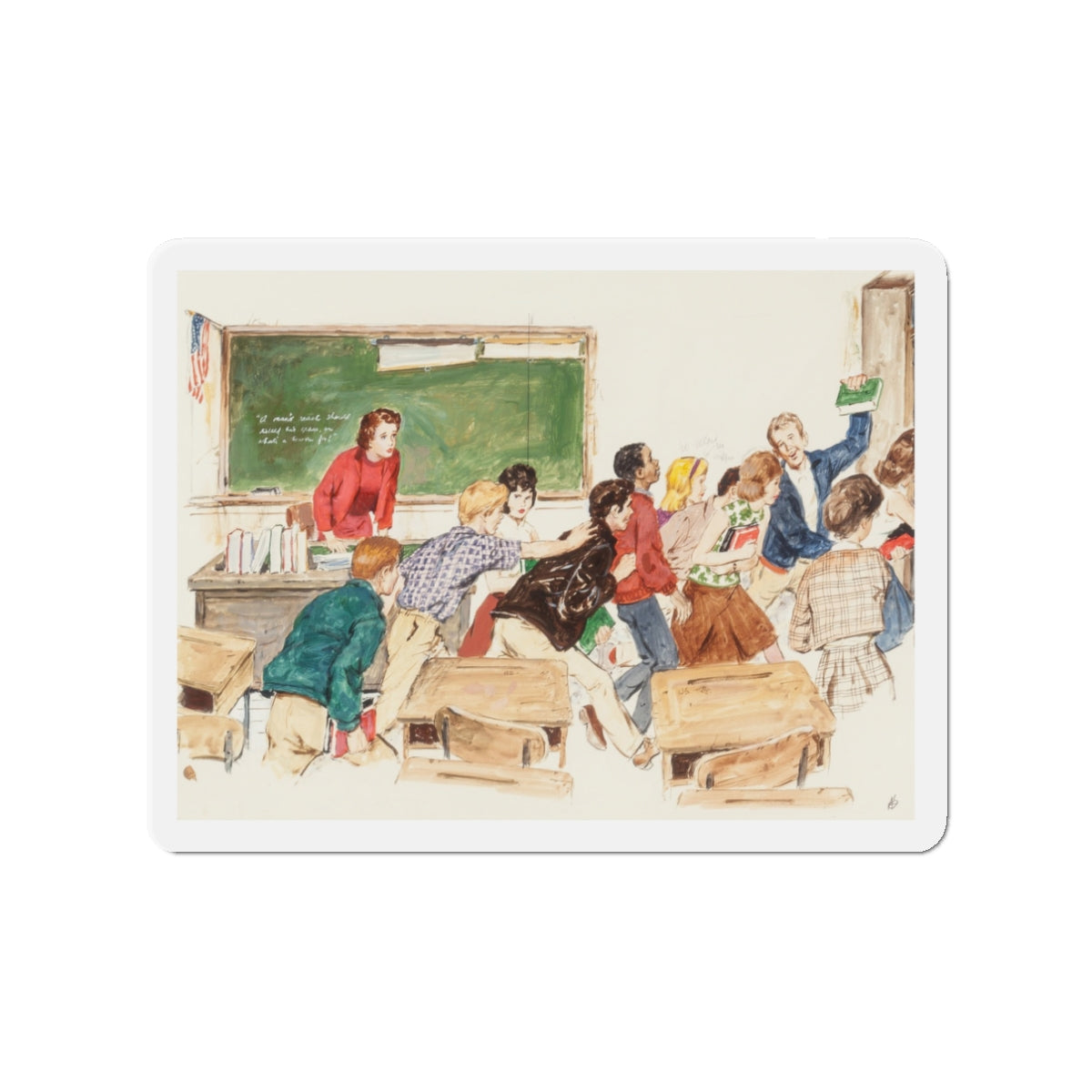 School's Out, preliminary story illustration (Magazine Illustration) Refrigerator Magnet-3 Inch-The Sticker Space