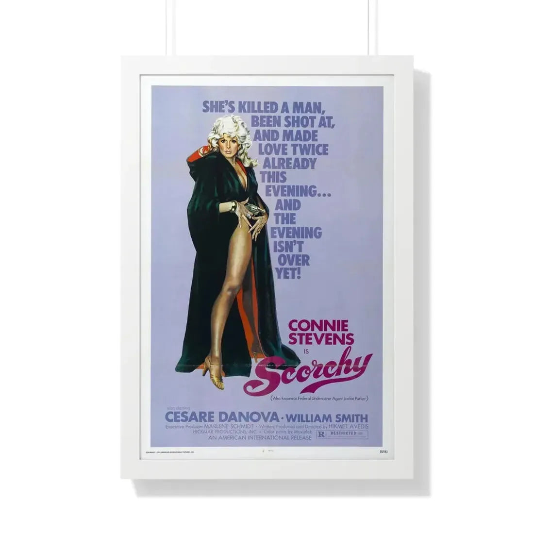 SCORCHY 1976 - Framed Movie Poster 20" x 30" White - The Sticker Space