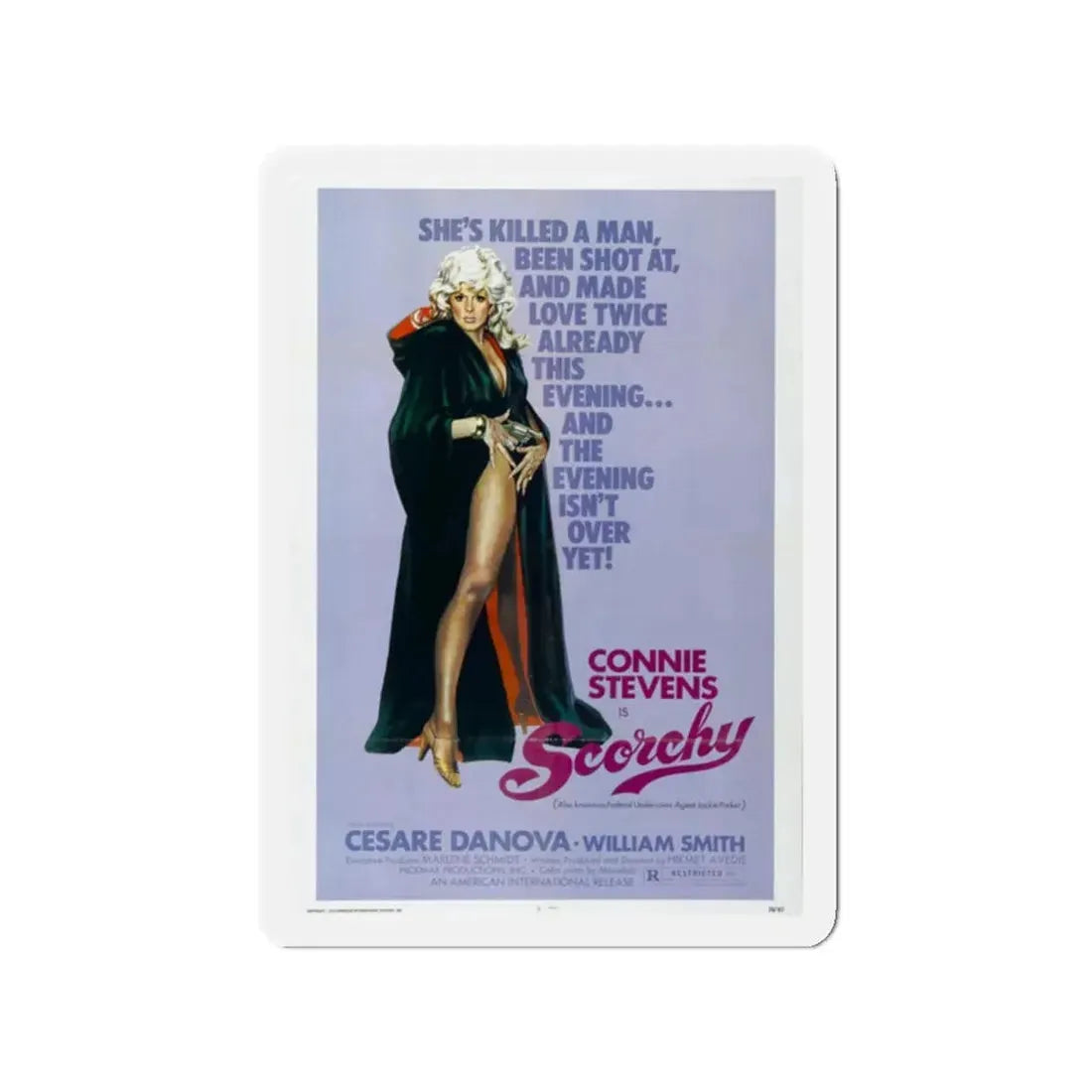 SCORCHY 1976 Movie Poster - Refrigerator Magnet 2 Inch Die-Cut - The Sticker Space