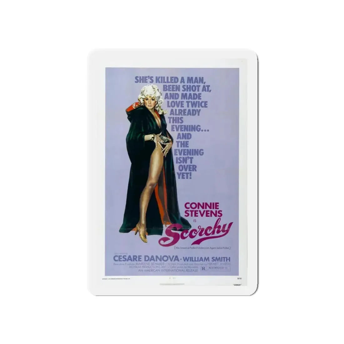 SCORCHY 1976 Movie Poster - Refrigerator Magnet 4 Inch Die-Cut - The Sticker Space