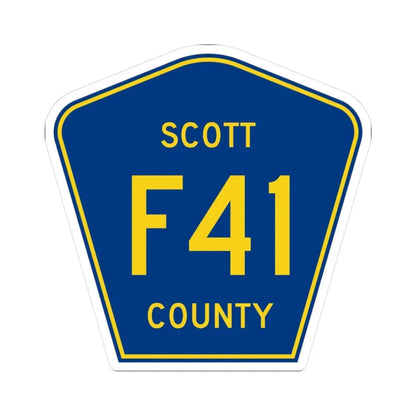 Scott County Route F41 IA (Iowa) (Road Sign) STICKER Vinyl Kiss-Cut Decal 3 Inch White - The Sticker Space