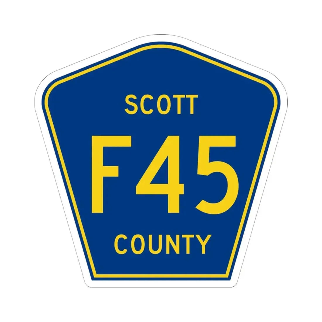Scott County Route F45 IA (Iowa) (Road Sign) STICKER Vinyl Kiss-Cut Decal 6 Inch White - The Sticker Space