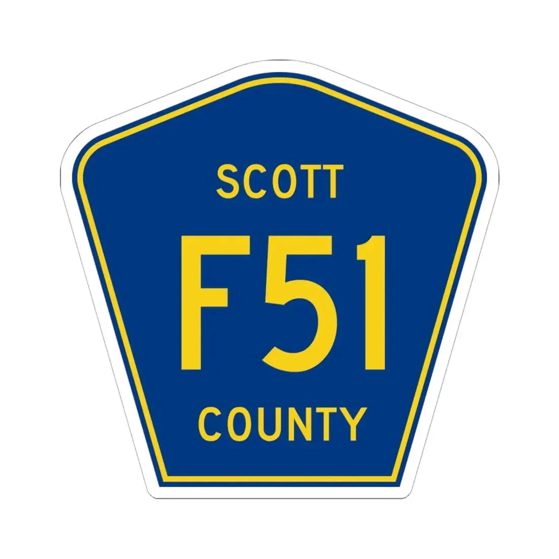 Scott County Route F51 IA (Iowa) (Road Sign) STICKER Vinyl Kiss-Cut Decal 6 Inch White - The Sticker Space