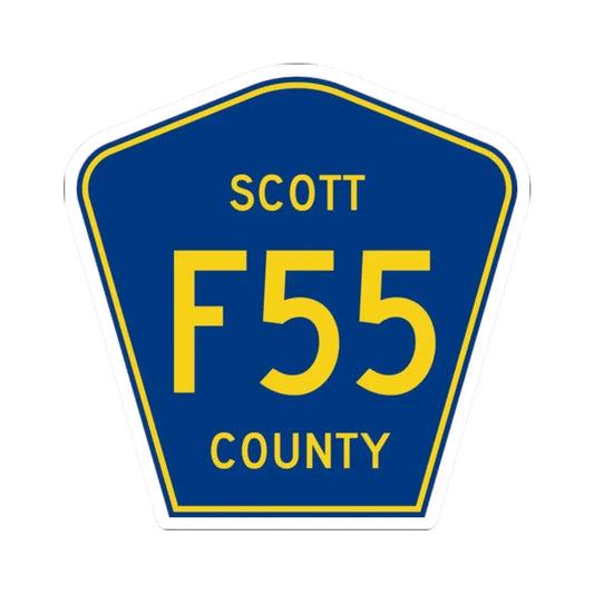 Scott County Route F55 IA (Iowa) (Road Sign) STICKER Vinyl Kiss-Cut Decal 2 Inch White - The Sticker Space