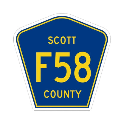 Scott County Route F58 IA (Iowa) (Road Sign) STICKER Vinyl Kiss-Cut Decal 6 Inch White - The Sticker Space