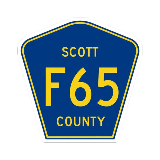 Scott County Route F65 IA (Iowa) (Road Sign) STICKER Vinyl Kiss-Cut Decal 2 Inch White - The Sticker Space