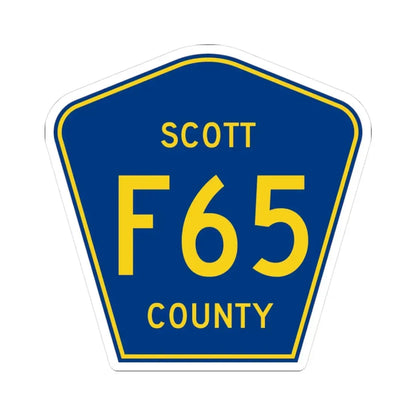 Scott County Route F65 IA (Iowa) (Road Sign) STICKER Vinyl Kiss-Cut Decal 3 Inch White - The Sticker Space