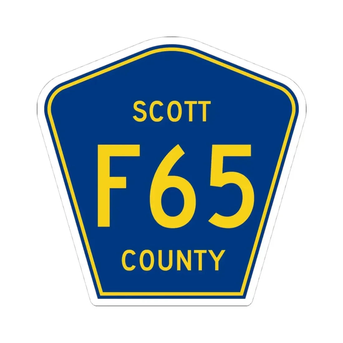 Scott County Route F65 IA (Iowa) (Road Sign) STICKER Vinyl Kiss-Cut Decal 4 Inch White - The Sticker Space